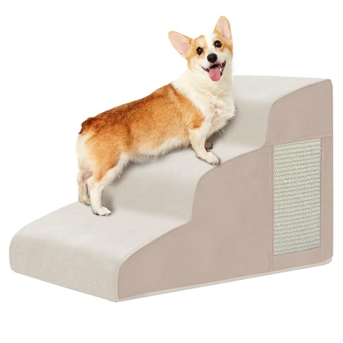 Dog Stairs for Small Dogs 15.7" H (Beige / 3-Step 15.7"H)