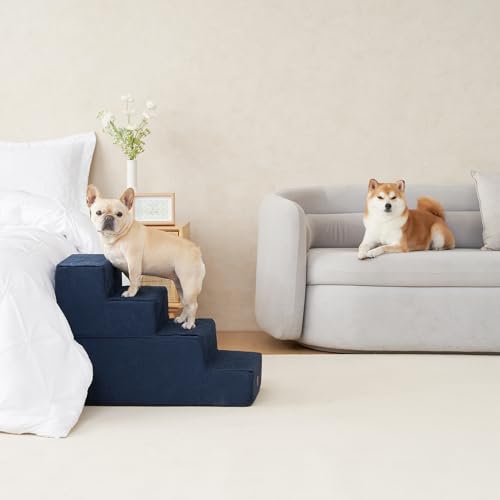 Dog Stairs for Bed 20" H (Navy / Extra Wide 16.5" x 28" x 20")