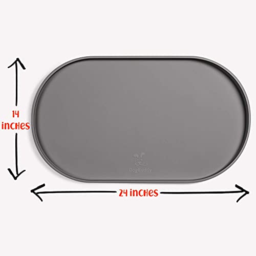 Dog Food Mat Waterproof Dog Bowl Mat (24x14 Inch (Pack of 1) / Gray)