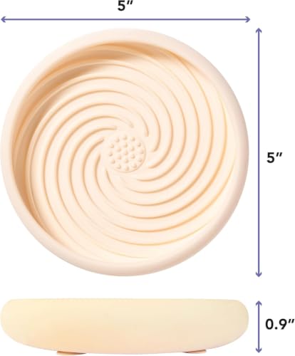 Lick Dish Silicone Dog & Cat Lick Mat Slow Feeder Dish (Periwinkle + Almond / Small)
