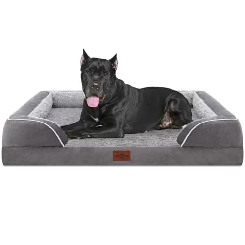 Waterproof Orthopedic Dog Beds for Extra Large Dog (53.0"L x 42.0"W x 8.5"Th / Grey)