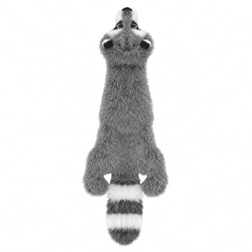 2-in-1 Stuffless Squeaky Dog Toy - Raccoon, Medium (Grey/Raccoon / Medium)