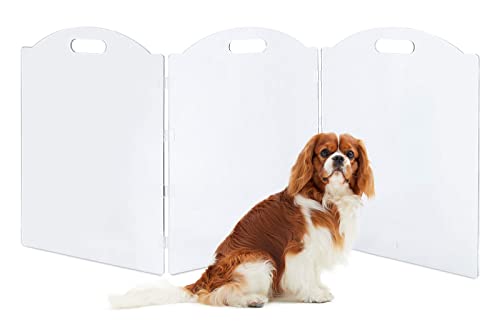 Clear Acrylic Freestanding Dog Gates for the House (3 Panel - 60''W x 24''H)