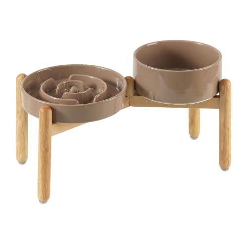 Elevated Slow Feeder Dog Bowls (Brown Coffee)