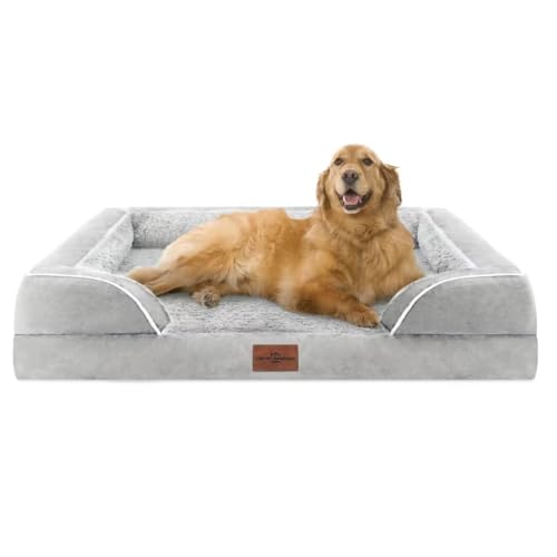 Waterproof Orthopedic Dog Bed for Extra Large Dogs (42.0"L x 30.0"W x 8.5"Th / Grey White)