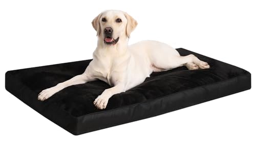 Waterproof Dog Bed for XXL Crate with Washable Cover (47.0"L x 29.0"W x 4.0"Th / Black)