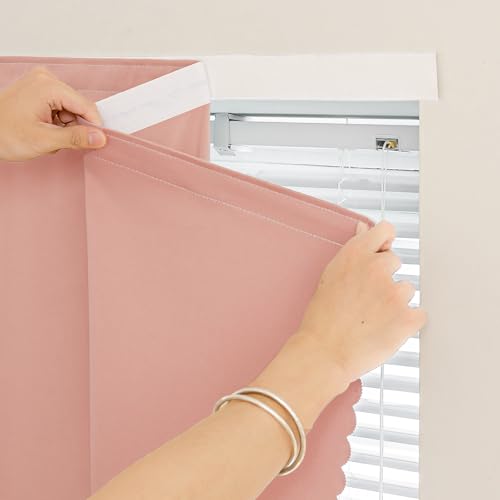 Self Adhesive Curtains for Windows (Pink / 35"W x 71"L (Pack of 1))