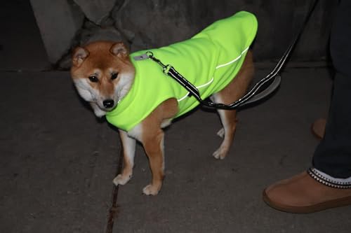 Fleece Vest Dog Sweater with Leash Ring (M (6-10lbs) / Neon Green)