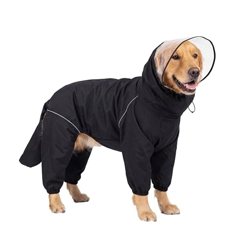 Dog Raincoat for Medium Large Dogs (Black for Girl / XX-Large)