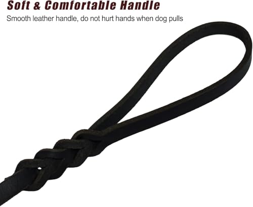 Leather Dog Leash 4ft x 1 (4ft x 1/2 inch / Black)
