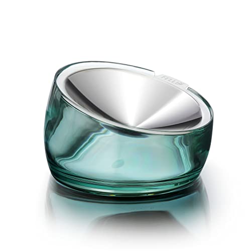Oblik Elevated Cat Bowl Removable Stainless Steel Wide Dish for Dry Wet Food Feeding & Dishwasher Clean (Classic / 0.5 Cups Shallow Dish)