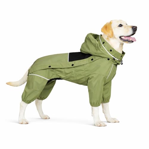 Waterproof Dog Raincoat with Removable Hood (Sage Green / XL (Back 18"))