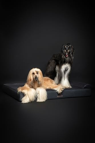 Giant Dog Bed XXL 55x45x9.5 Inch (Vegan Leather - Charcoal / XX-Large)