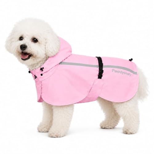 Stretch Fabric Dog Raincoat with Hood (Cherry Blossom Pink / Small)