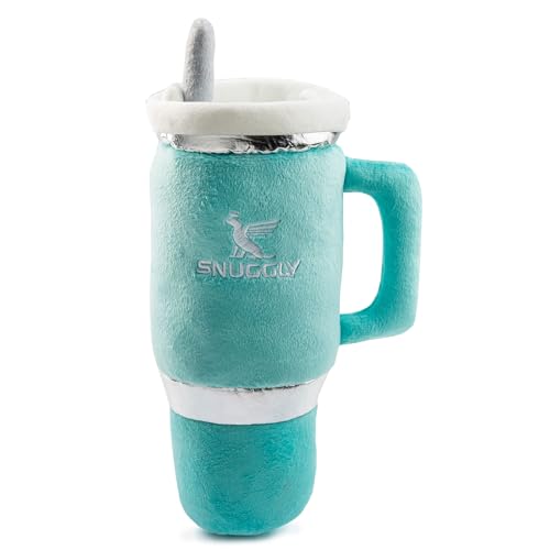 Snuggly Cup Plush Dog Toy Tumbler Parody Stuffed Chew Toy (Snuggly Cup (Teal))