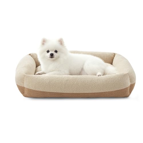 Washable Small Dog Bed (Beige / S(20"x19"x6”))