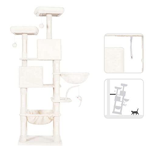 Cat Tree 70 inches Tall Cat Tower for Indoor Large Cats HCT032M (70.08 inch / Beige)