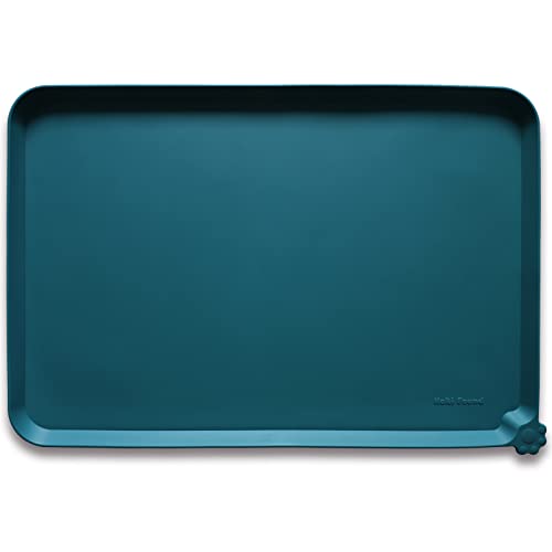 Large Silicone Pet Food Mats Tray (24" x 16" / Sicilian Ocean)