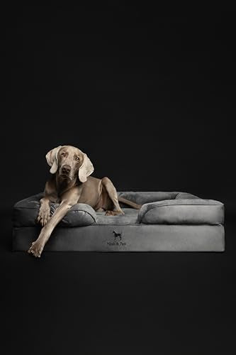 XL Dog Bed 45x35x11 Inch (Velvet - Grey / X-Large)