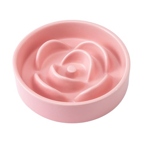 6'' Ceramic Slow Feeder Dog Bowls (6 inch / Pink)