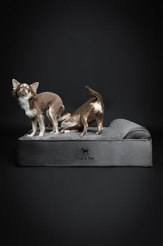 Dog Bed 28x23x7.5 Inch (Velvet - Grey / Medium)