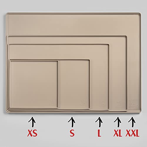 Dog Food Mat Waterproof Dog Bowl Mat for Food and Water (Small: 19" x 12" / Taupe)