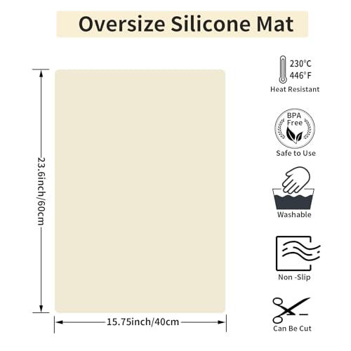 Extra Large Silicone Mats for Countertop (03-beige / 23.6"L x 15.7"W)