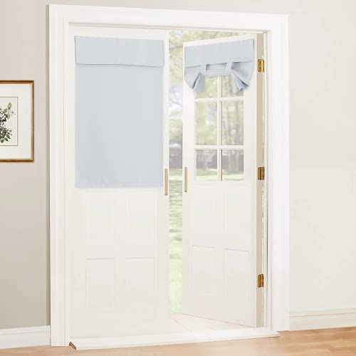 Blackout Door Curtain Kitchen Window Curtains (Greyish White / 34"W x 40"L (Pack of 1))