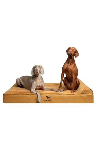Giant Dog Bed XXL 55x45x9.5 Inch (Vegan Leather - Camel / XX-Large)