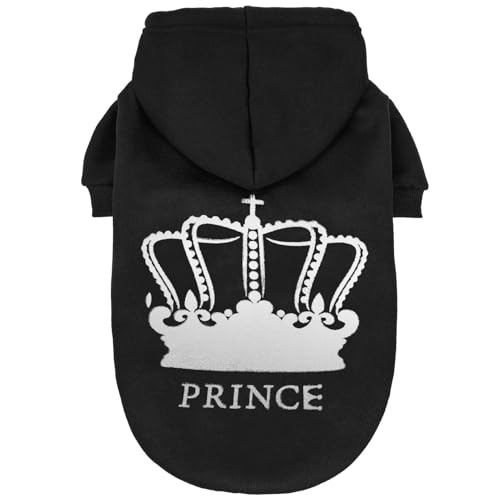 Prince Dog Hoodie for Boy (L (Back: 20",Chest: 28", Neck: 21") / Black(Prince))
