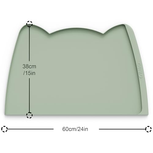 Large Dog Food Mat (24"L x 15"W / Sage Green)