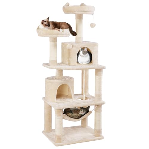 62.5in Cat Tree with 2 Cat (62.5in / Beige)