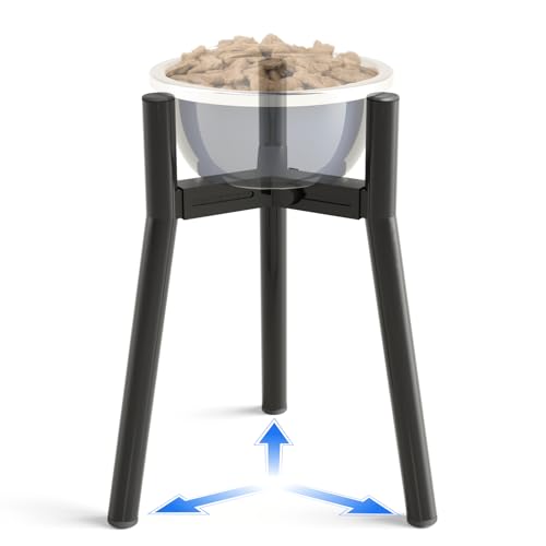 Dog Bowl Stand for Large Dogs (Height: 13.7", Width: 7-10.6" / Black, 13.7H-Round)