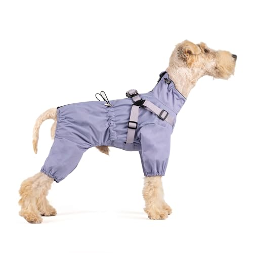 Waterproof Dog Raincoat (M Back Length 14.6" / Purple)