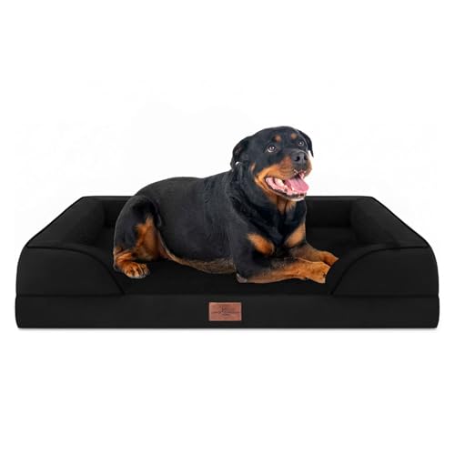 Waterproof Orthopedic Dog Beds for Extra Large Dog (48.0"L x 30.0"W x 8.5"Th / Black)