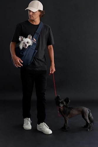 Dog Sling Carrier for Small Dogs 5 (Navy Blue / 18.0"L x 10.0"W x 6.5"H)