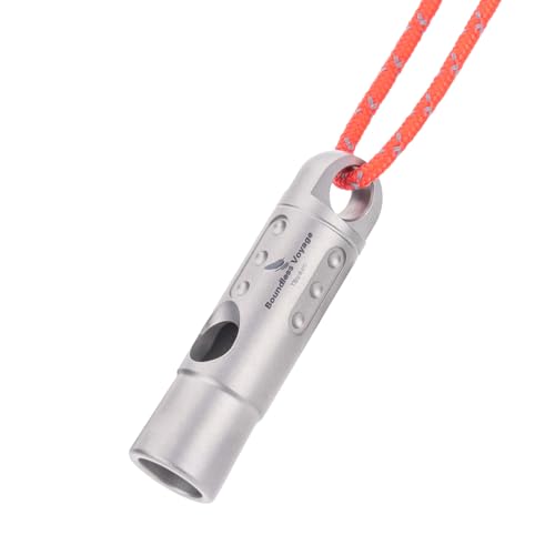 Titanium Whistle Emergency Survival Safety Whistles with Lanyard Loud for Outdoor Camping Hiking Coaches Training Sports Keychain Whistle (1 PCS - Ti9016)