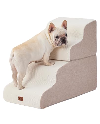 Beige Curved Dog Stairs Ramp for High Beds 22.8" H (Beige / 4-Step)
