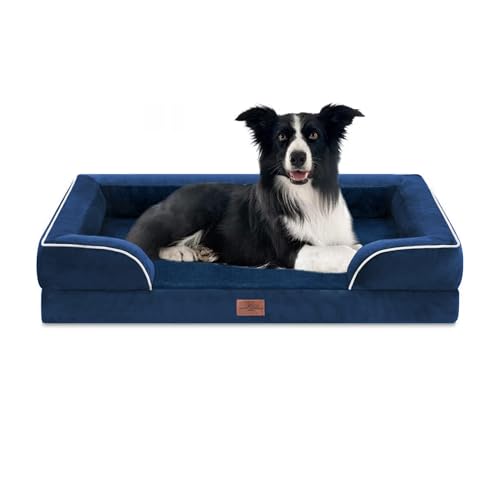 Waterproof Orthopedic Dog Beds for Large Sized Dog (36.0"L x 27.0"W x 8.0"Th / Navy Blue)