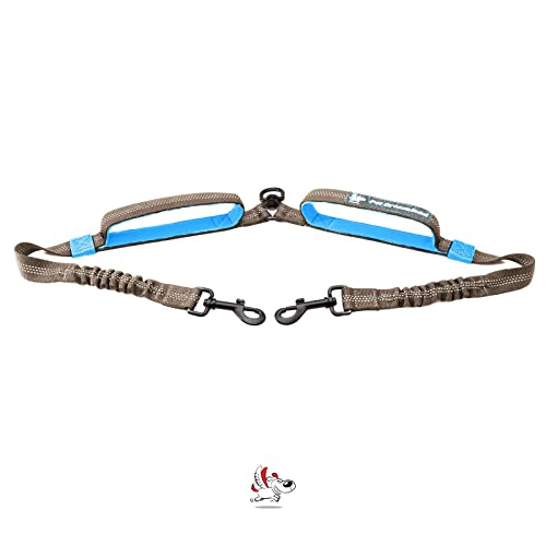 Exquisite Leash Coupler for Two Large Dogs with Tangle (Grey & Blue)