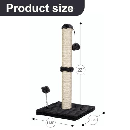 Cat Scratching Post Premium Basics Kitten Scratcher Sisal Scratch Posts with Hanging Ball 22in for Kittens or Smaller Cats (22 inches for kitten / Charcoal Gray)