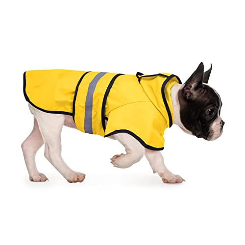 Dog Raincoat with Hood & Leash Hole S (Small / Yellow)