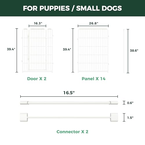 Homeplus Indoor Dog Playpen with Divider Connectors (White / 40"H)