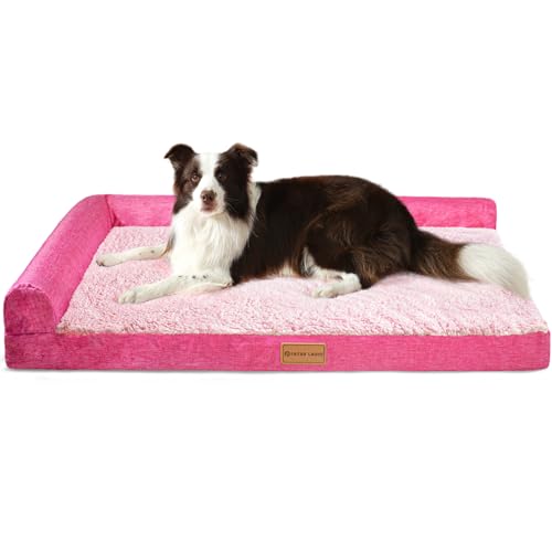 Orthopedic Large Dog Bed Washable Pet Sofa Bed 42''X28''Pink (Pink / 42"L x 28"W x 3.5"Th)