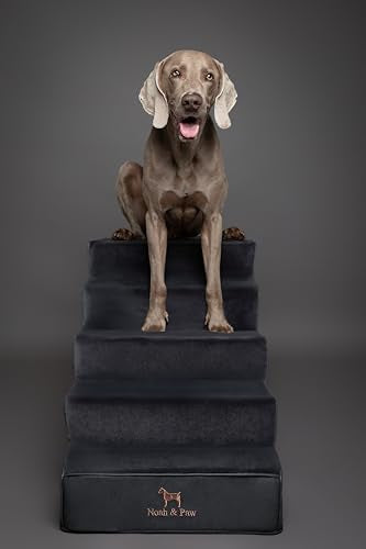 Dog Stairs Dog Ramp for Bed ((5 Step) Charcoal)