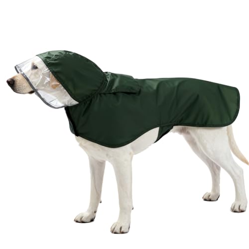 Pet Raincoat Packable Hooded Dog Rain Jacket Reflective Strips Lightweight Adjustable Poncho for Small Medium Large Dogs Army Green XXXL (3XL (Back:28 Inches) / Green)