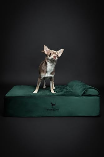 Dog Bed 28x23x7.5 Inch (Velvet - Dark Green / Medium)