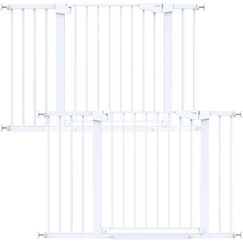 2-Pack 30-48 in Baby Gate for Stairs, Auto Close Dog Gate, White (White / 30-48"W x 30.5"H (2 Pack ))