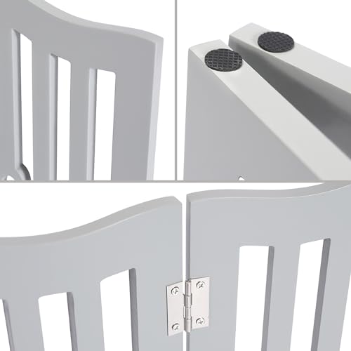 Pet Gate Wooden Free Grey Standing Dog Gate (Small Grey)
