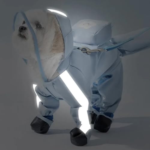 Dog Raincoat with Boots (Blue Cloud (detachable tail) / L (8-11lb))